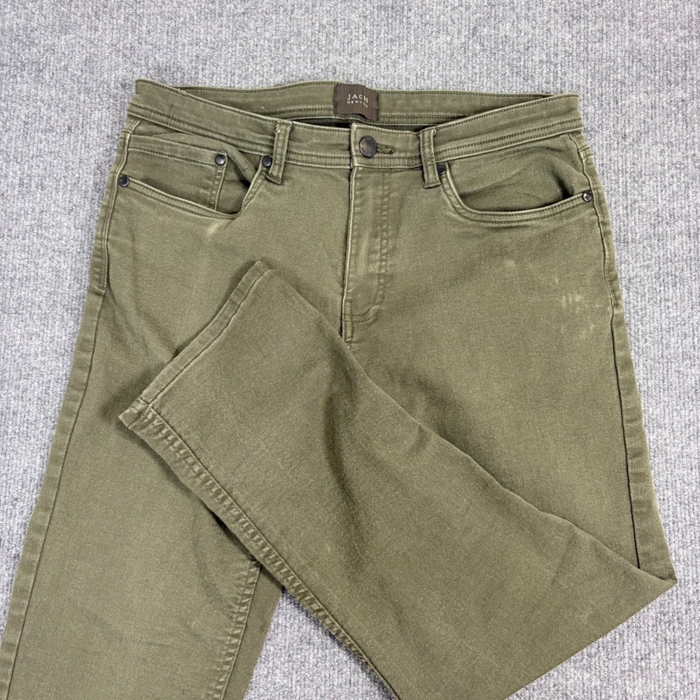 Jachs NY Womens Olive Green Stretch Twill Straight Leg Pants Size 32/29 1529151